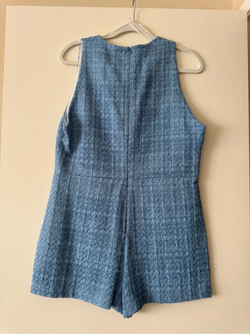 Zara Light Blue Tweed V-Neck Romper - Picture 4 of 4
